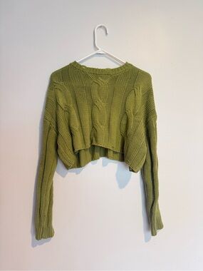 Forever 21 Cropped Green Sweater